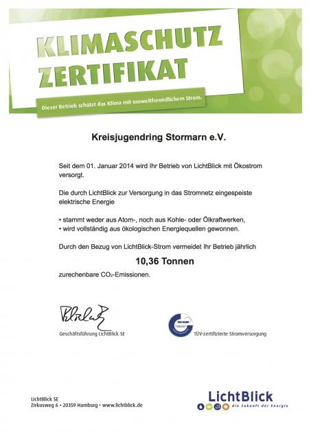 Zertifikat Kreisjugendring Stormarn e.V.